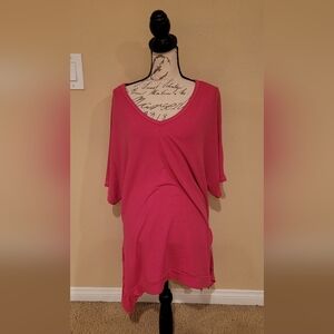 Pink V-Neck Women's Top